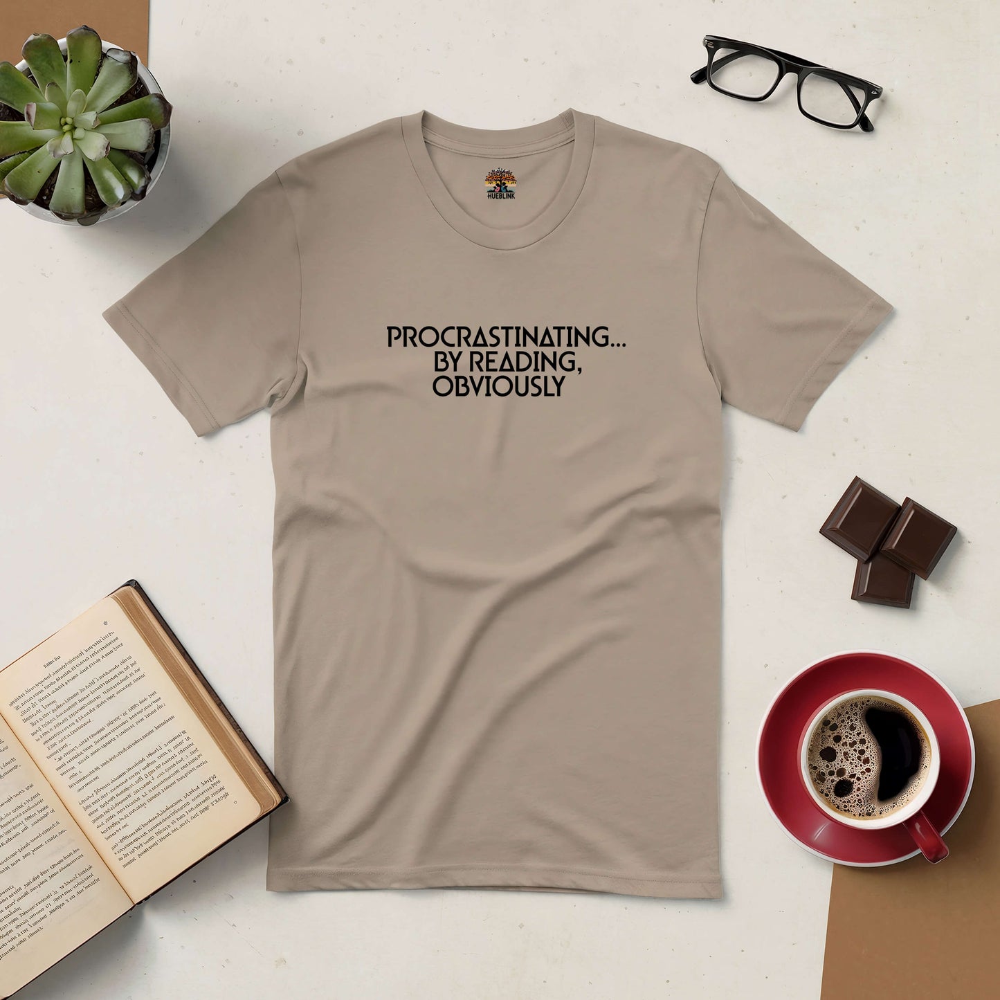 "Procrastinating By Reading Obviously Tee with books and coffee for book lovers"